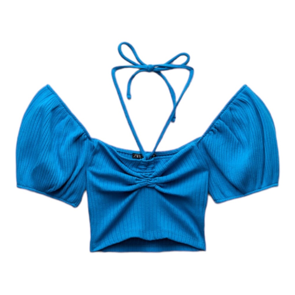 ZARA ruched knit crop top